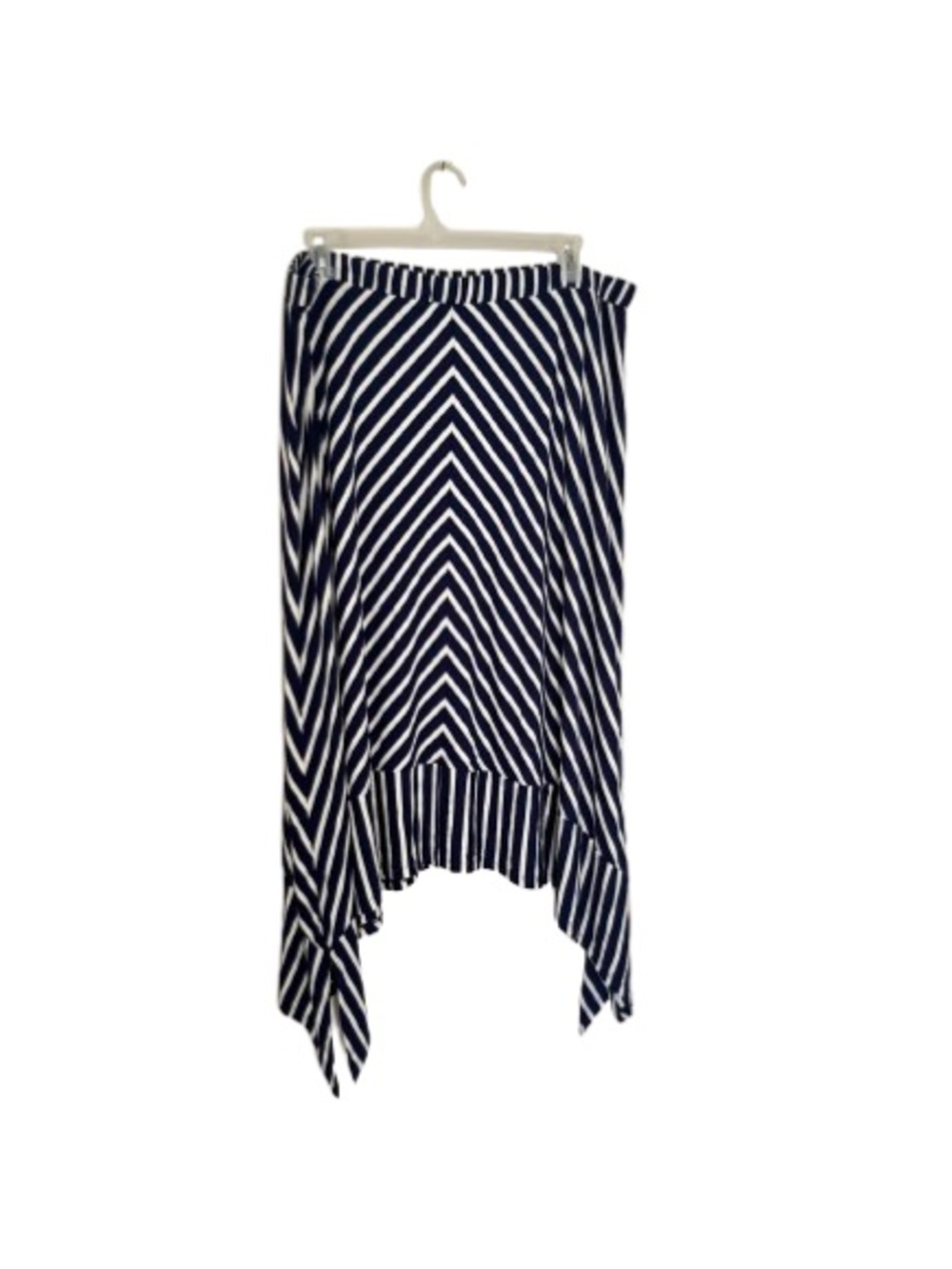 LANE BRYANT Navy & White Asymmetrical Handkerchief Hem Skirt Sharkbite Plus Size